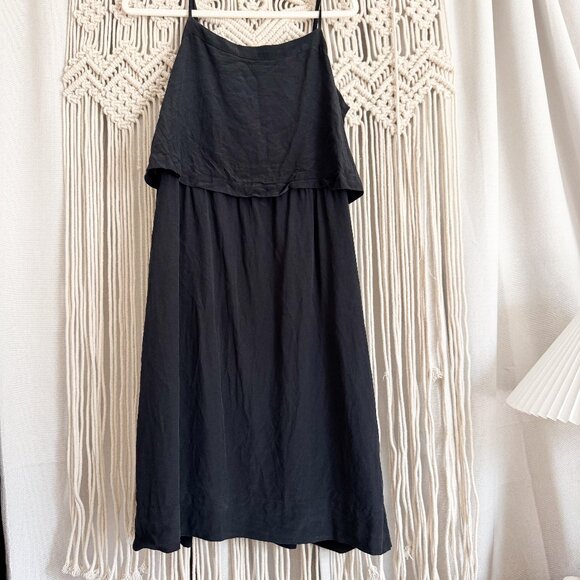 Madewell Dresses & Skirts - Madewell Black Silk Overlay Cami Midi Dress Sleeveless Size 10 GUC